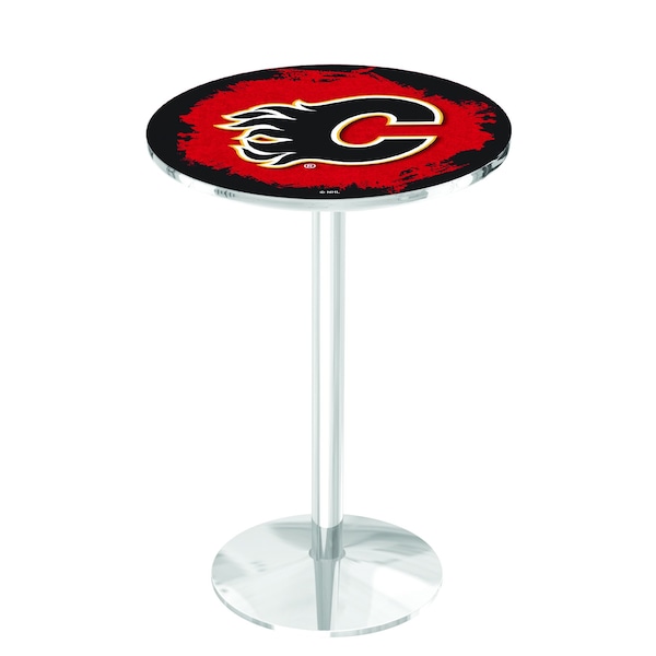 42" Chrome Calgary Flames Pub Table